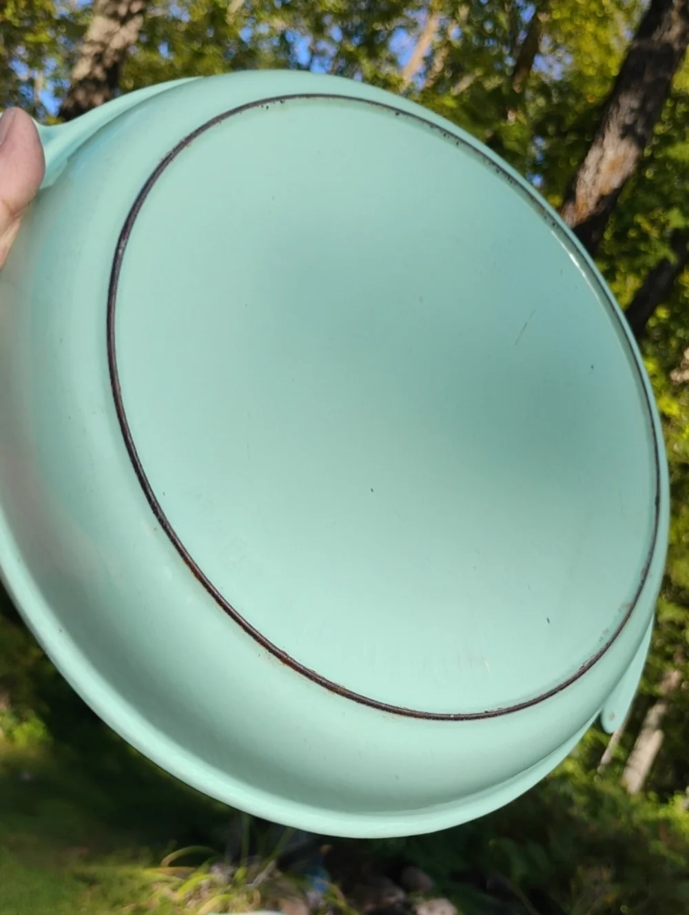 ⚜️  Vintage DUTCH ENAMEL AQUA  Saute Pan w/Handle Cookware Aqua 2.5 SWEET